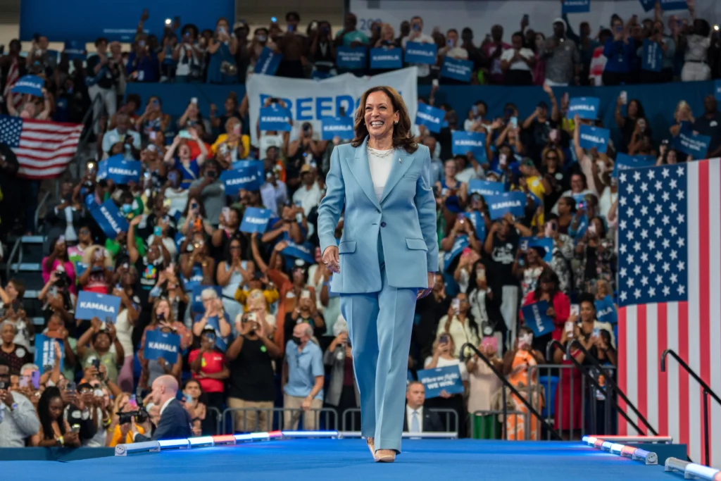 Kamala Harris en un evento de campaña en Georgia